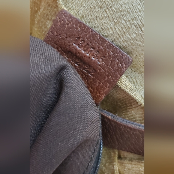 Authentic Gucci Blue Monogram Denim Shoulder Bag with Brown Leather Straps RARE! - Picture 16 of 16